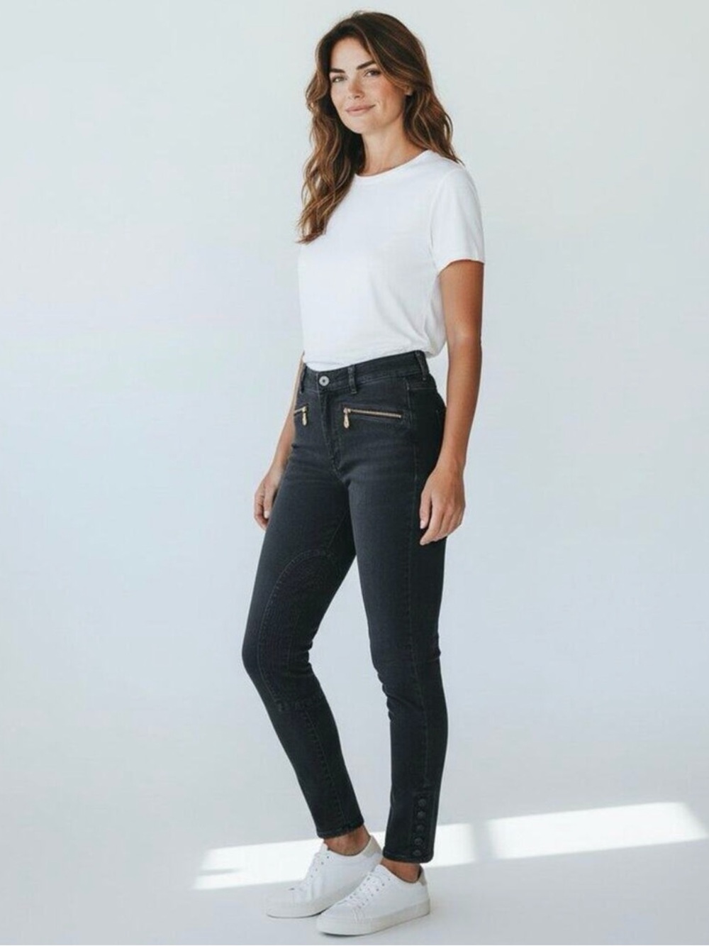 Tory Burch Size 26 Navy Blue Flat Front Stretch Cotton Utility Chino Jeans